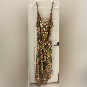 EARTHBOUND Green and Orange Maxi Romper Dress Size XL